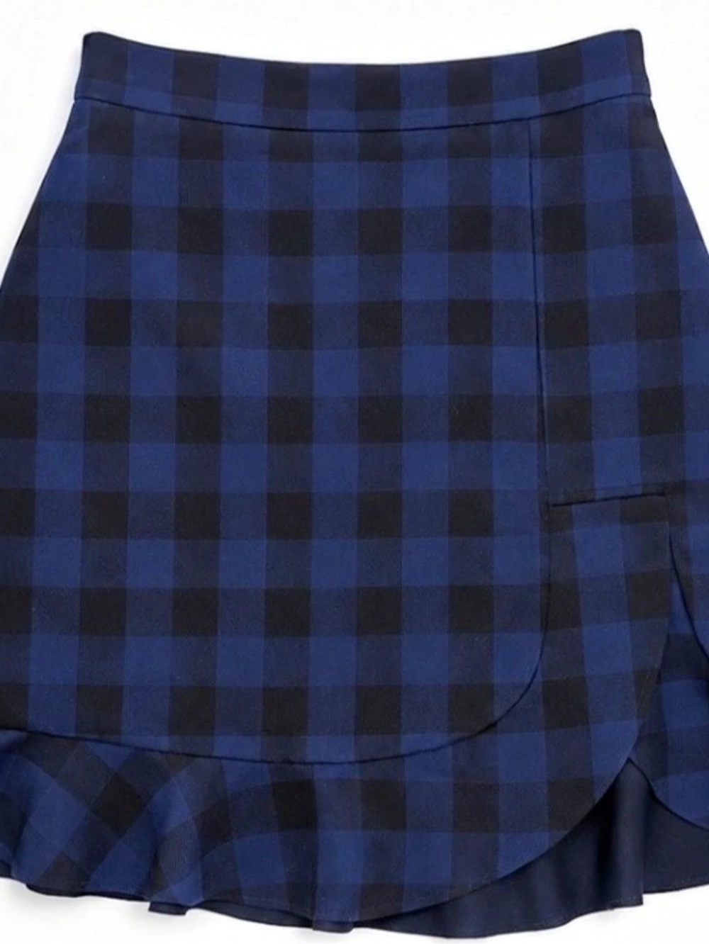 Zara Blue Black Plaid Ruffle Mini Skirt XS
